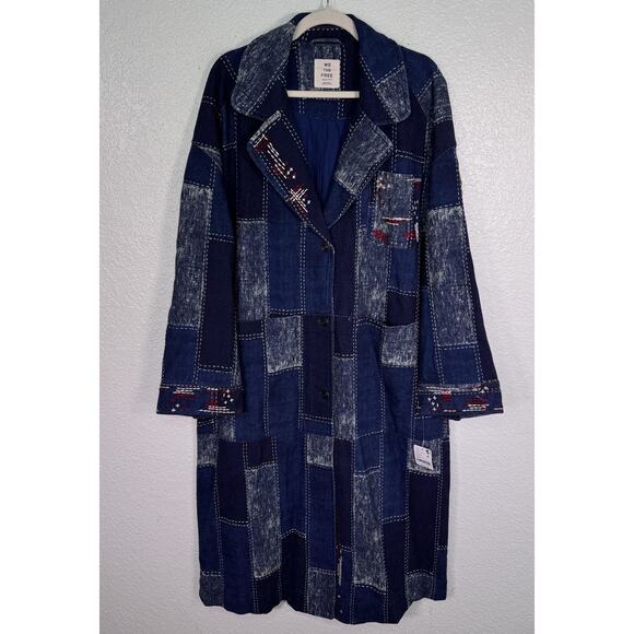 Free People Jackets & Blazers - Free People Open Studio Duster Women XS/S Patchwork Denim Embroidered Boho Coat
